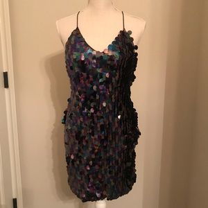 Mermaid large sequin mini dress black NWT size S